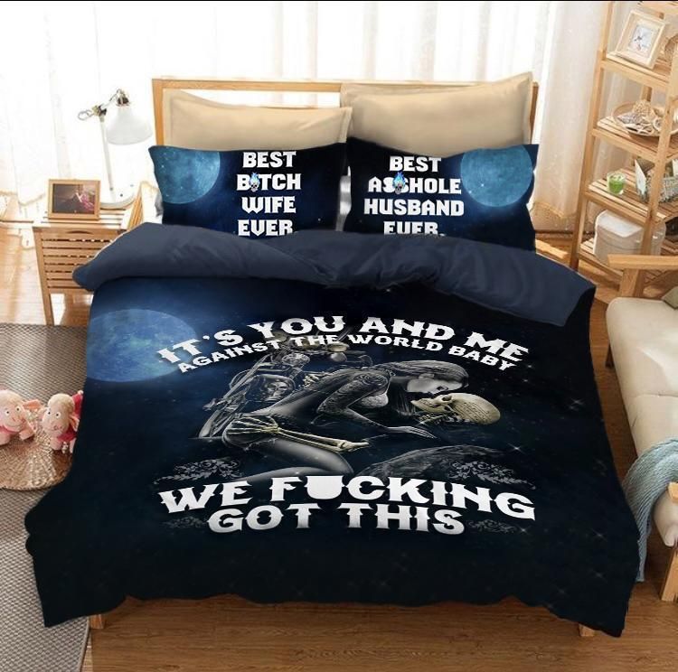 Its You And Me Against The World Skull Bedding Set