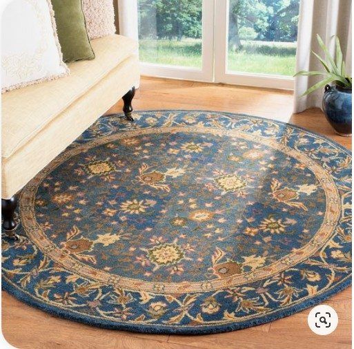 Ivory Floral Tufted Round Carpet