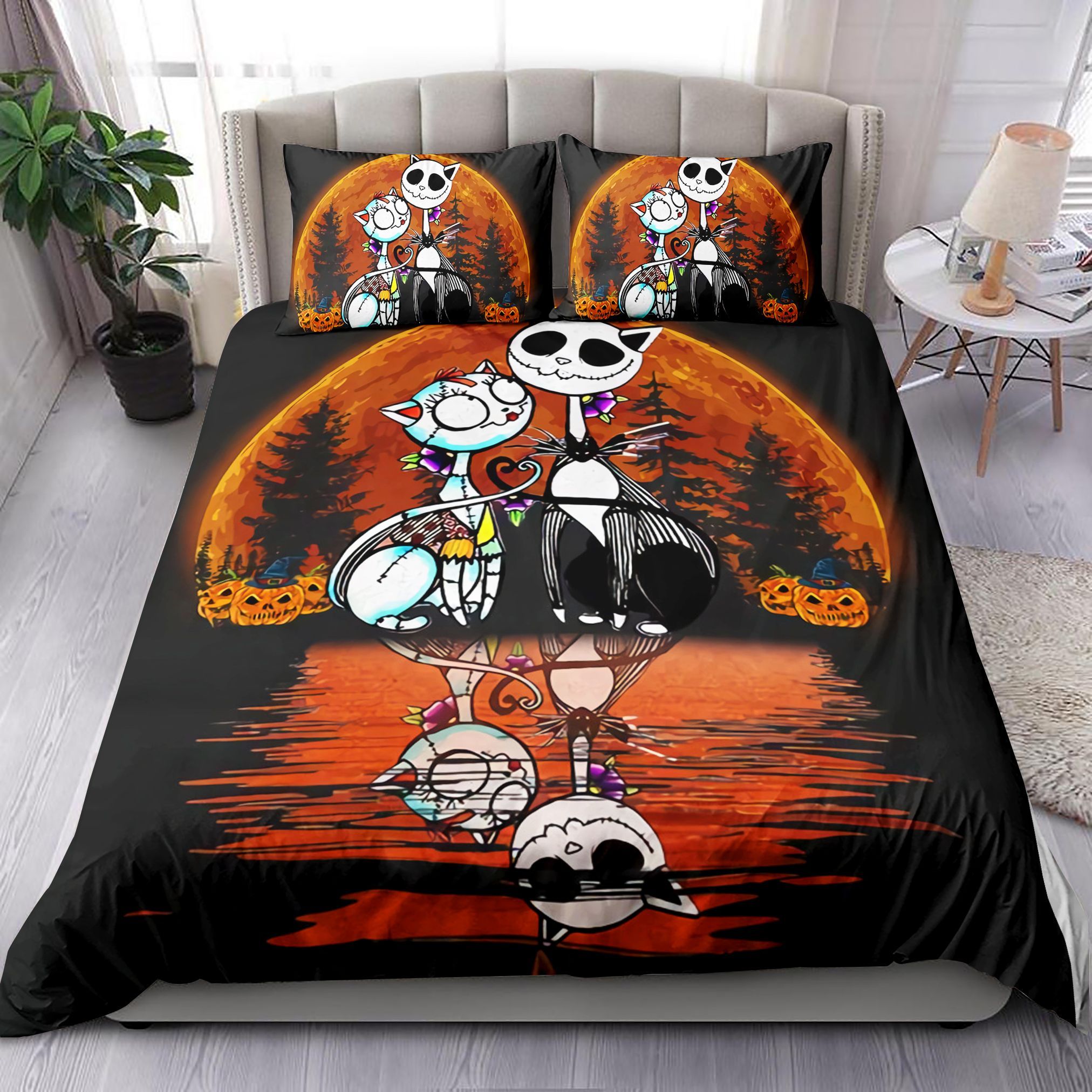 Jack And Sally Cat Bedding Set