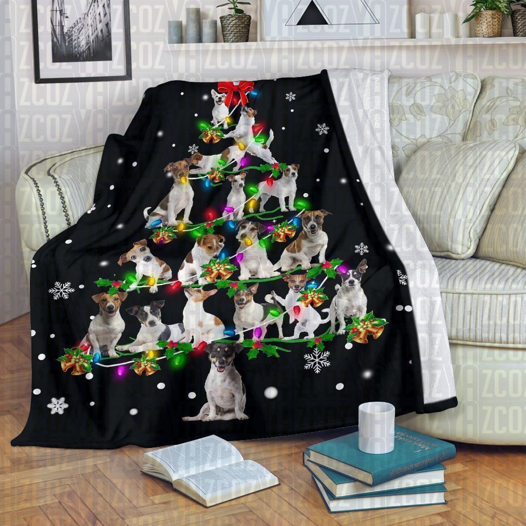 Jack Russell Terrier Christmas Tree Sherpa Fleece Blanket