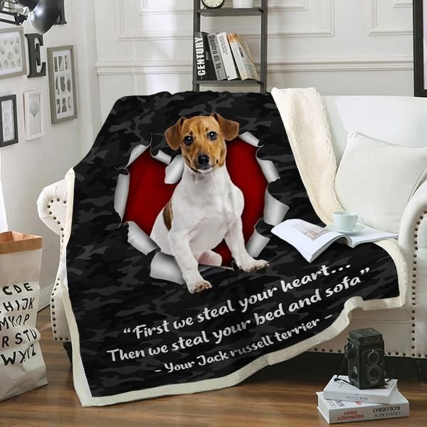 Jack Russell Terrier Dog Sherpa Fleece Blanket