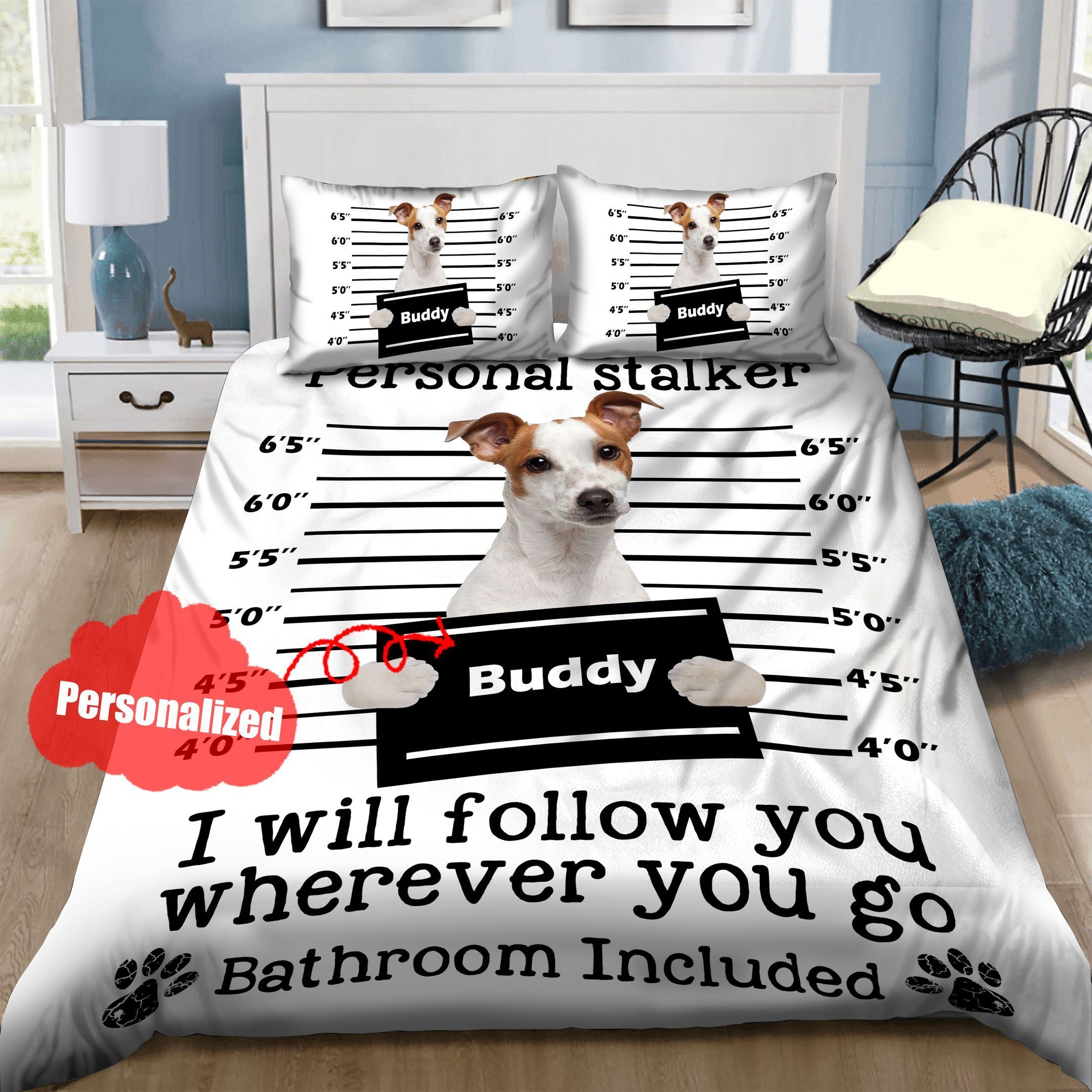 Jack Russell Terrier Stalker Personalized Bedding Set