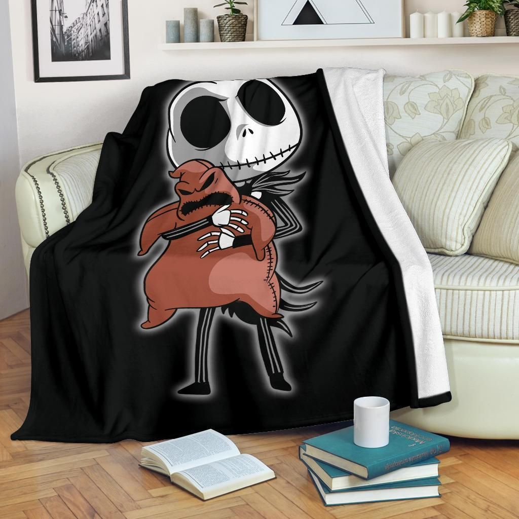 Jack Skellington Hug Oogie Boogie Fleece Blanket Funny Gift