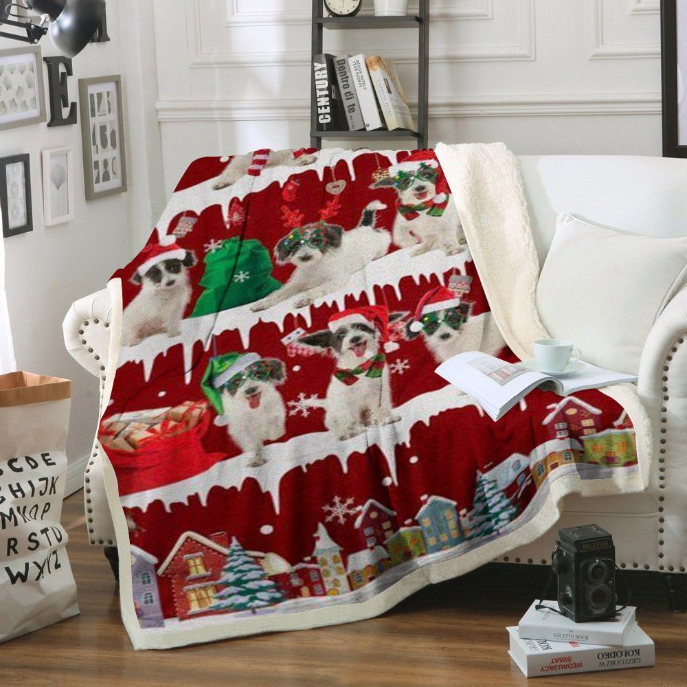 Jackapoo Snow Christmas Sherpa Fleece Blanket