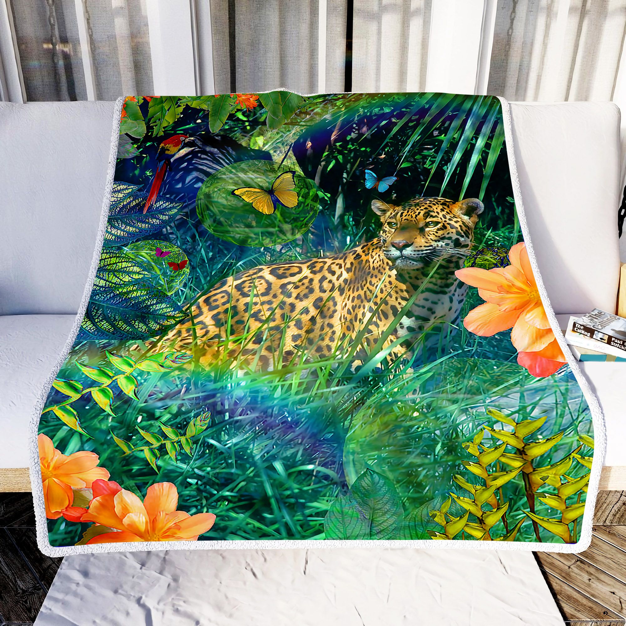 Jaguar Meadow Picture Fleece Blanket