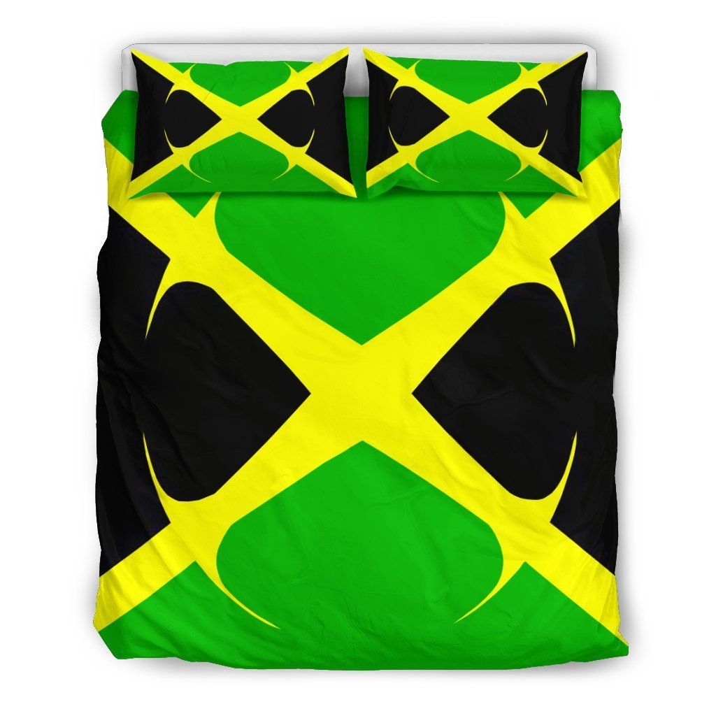 Jamaica Flag Green Yellow And Black Bedding Set