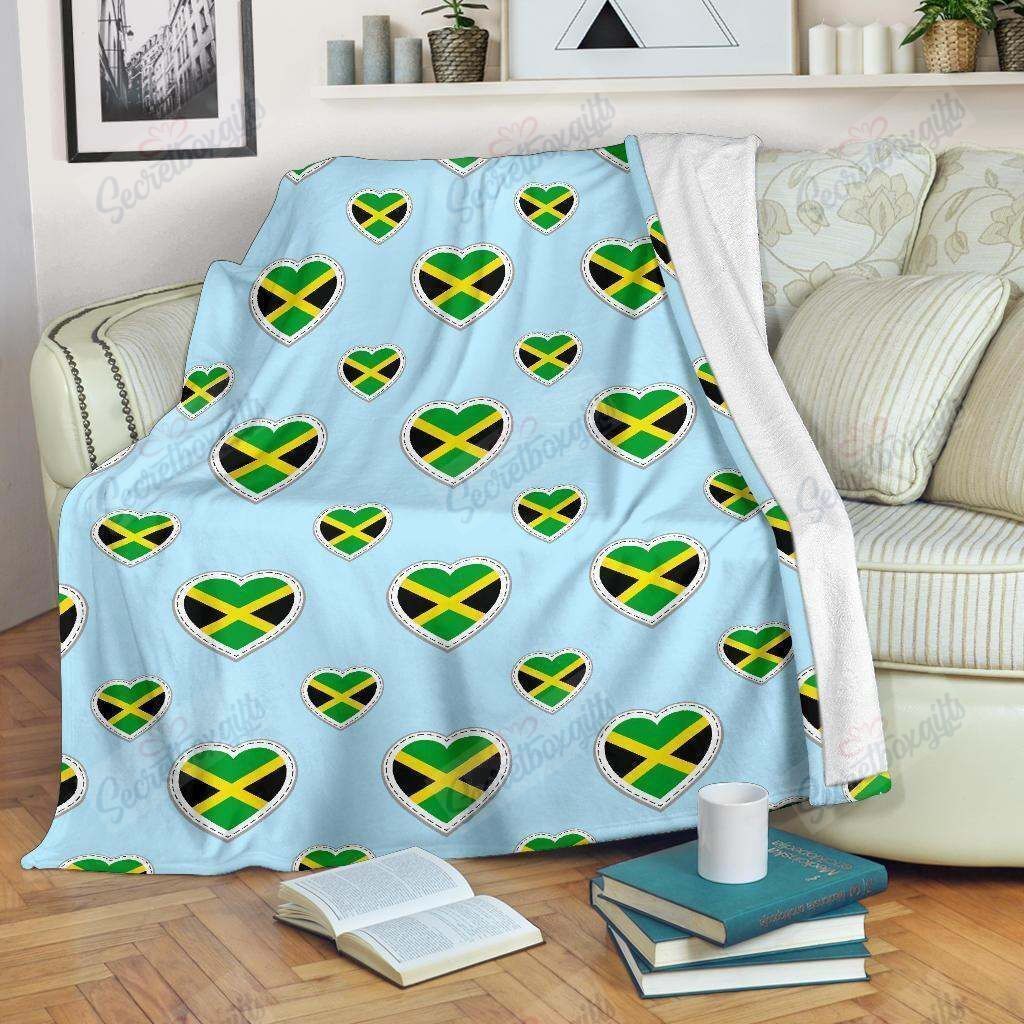 Jamaican Heart Fleece Blanket