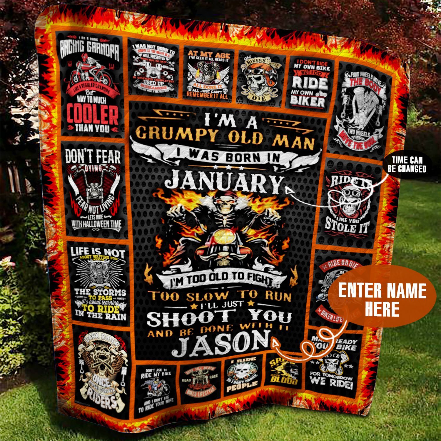 January Biker Personalized Quilt Blanket BBB030627SM