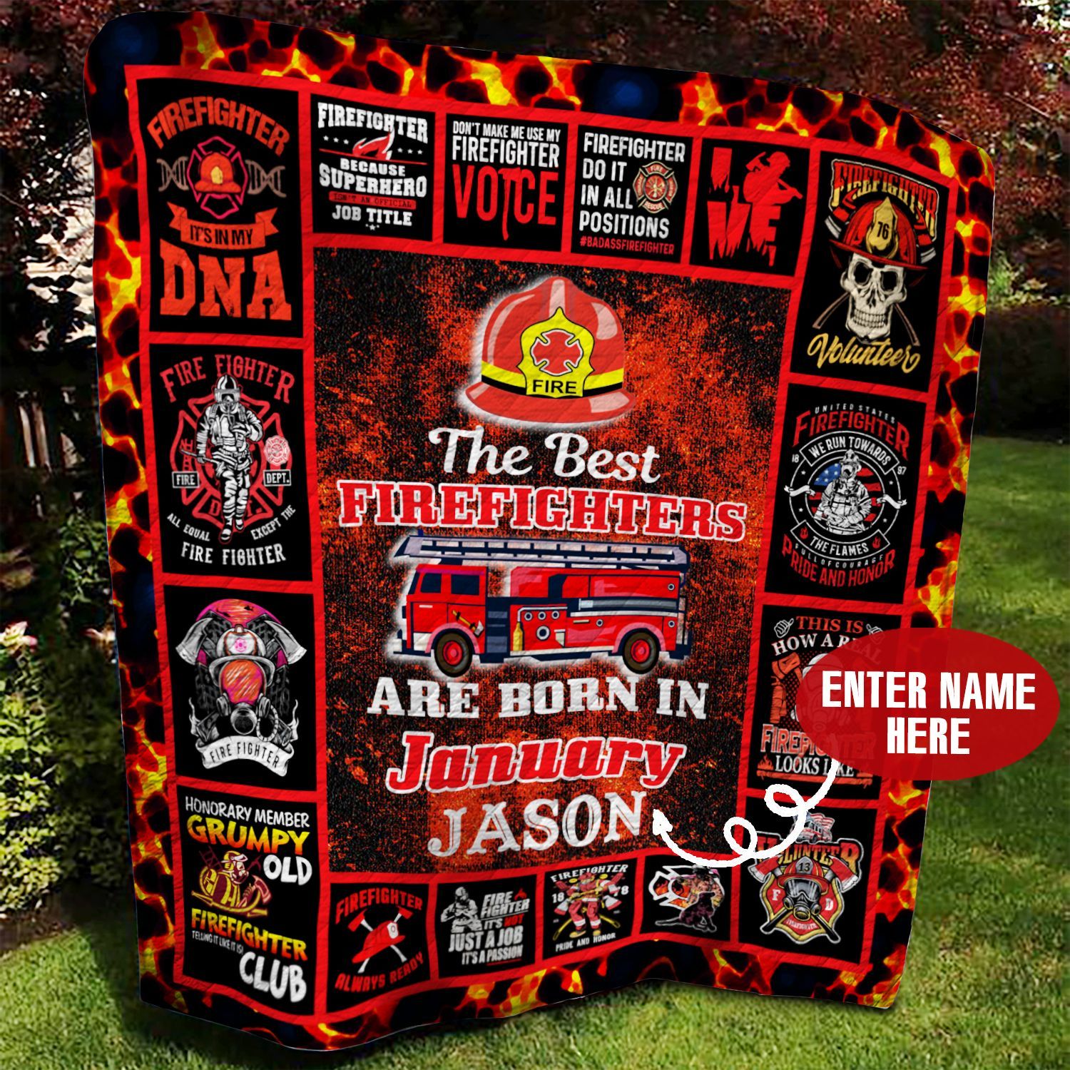 January Firefighter Personalized Quilt Blanket BBB300536SM