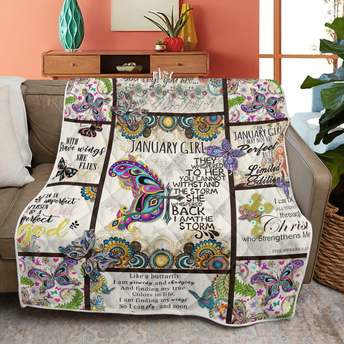 January Girl Colorful Amazing Quilt Blanket DHC17063