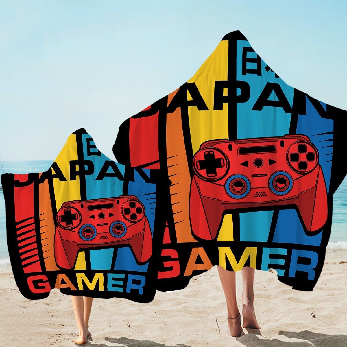Japan Gamer Cartoon Art Pattern Printed Hooded Towel