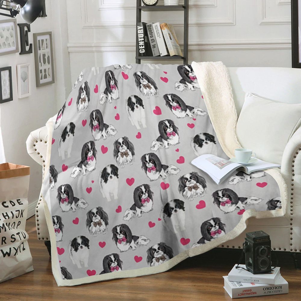 Japanese Chin Dog Sherpa Fleece Blanket