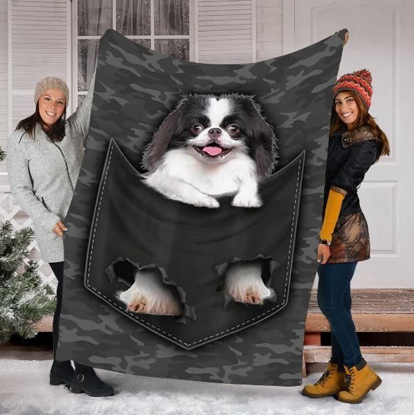 Japanese Chin Dog Pocket Sherpa Fleece Blanket
