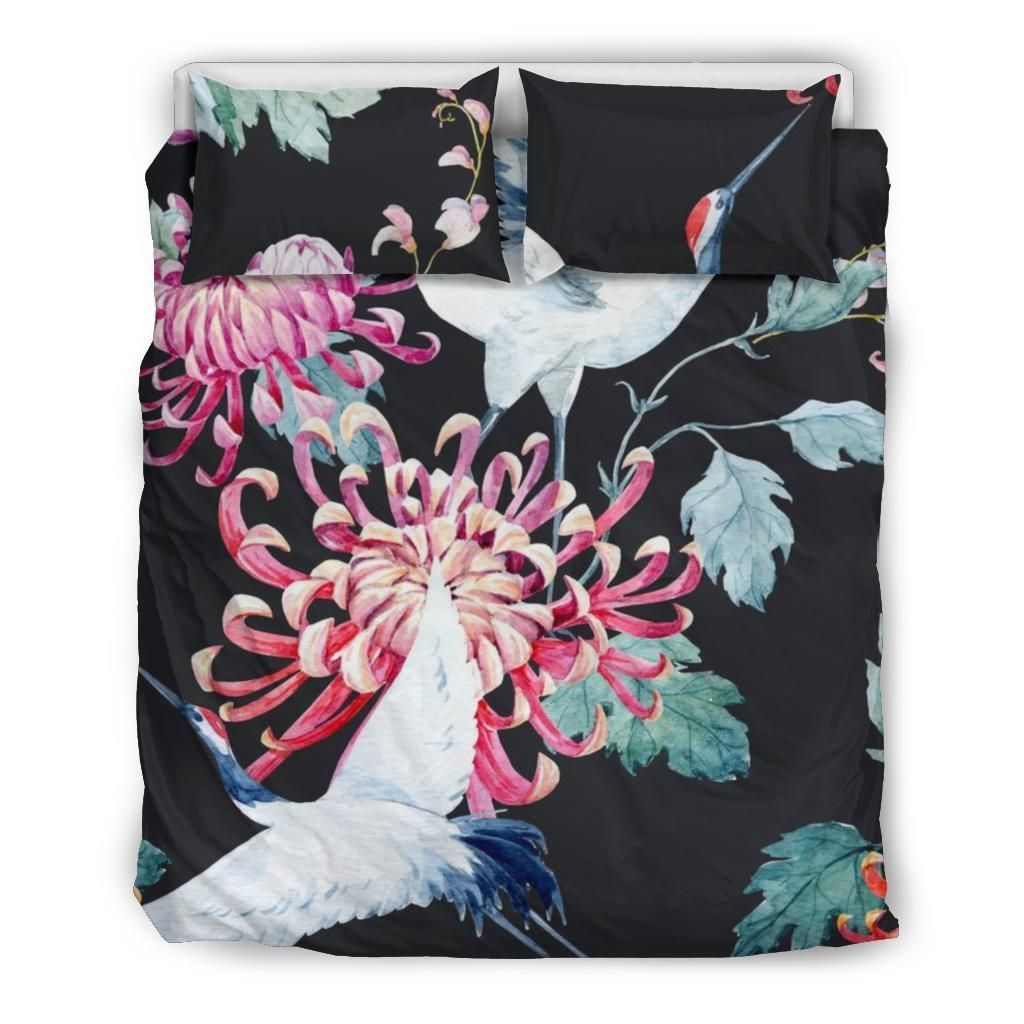 Japanese Cranes And Chrysanthemum Bedding Set