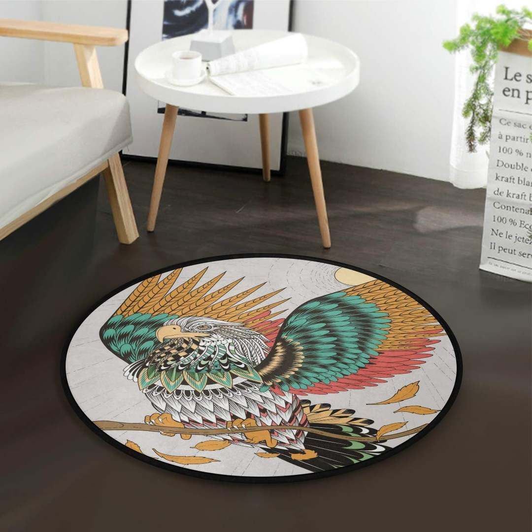 Japanese Ethnic Eagle Round Carpet