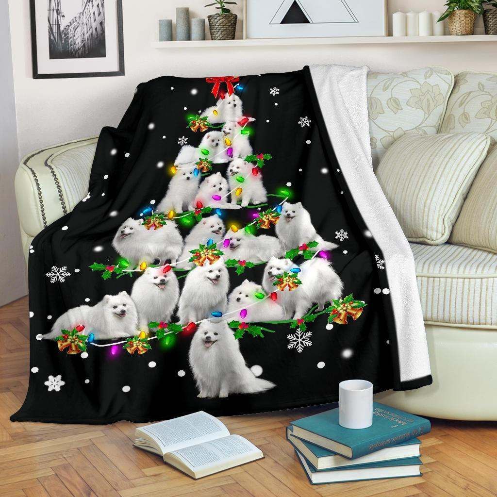 Japanese Spitz Christmas Tree Blanket