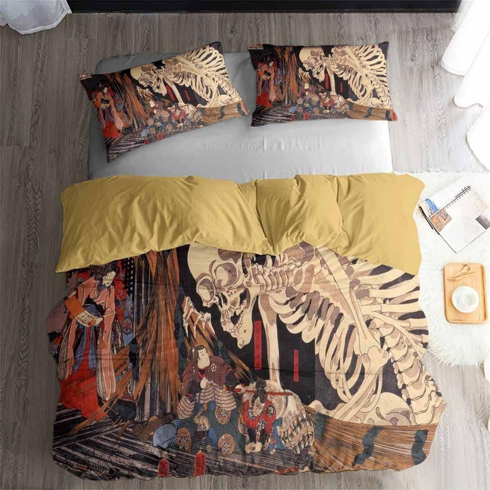 Japanese Style Human Bone Printed Bedding Set