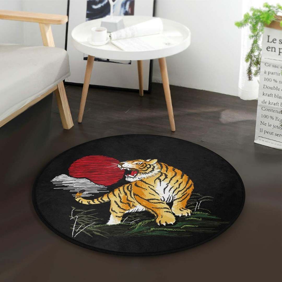 Japanese Vintage Tiger Round Carpet