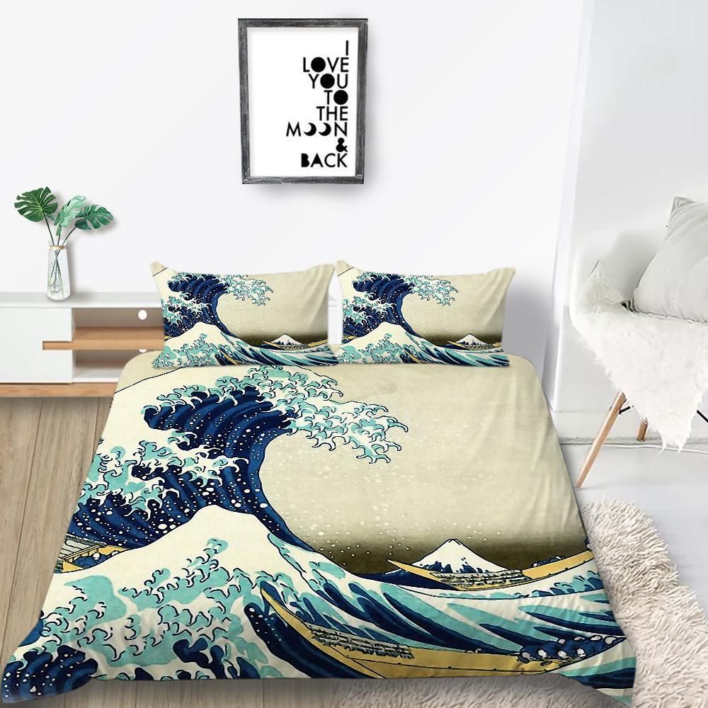 Japanese Wave Mountain Fuji Bedding Set