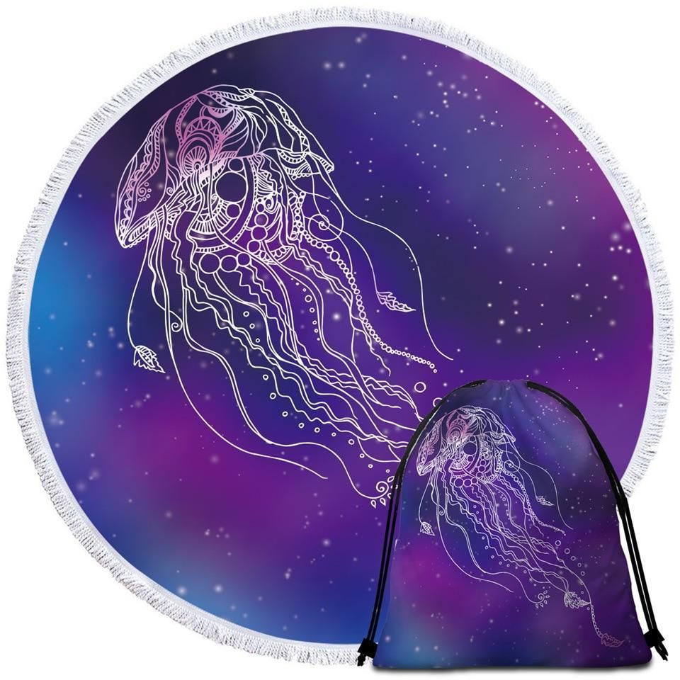 Jelly Dreams Purple Printed Round Beach Towel
