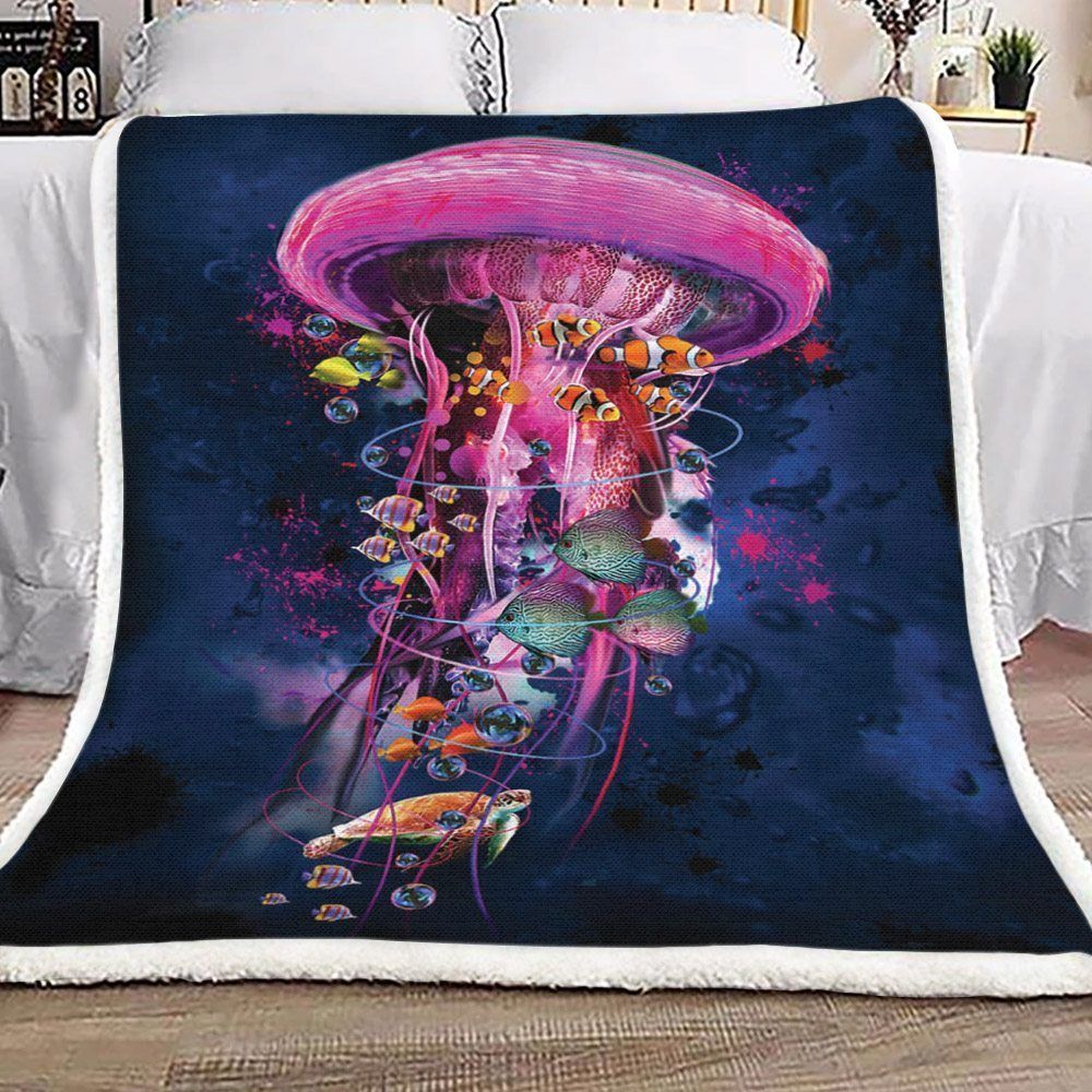 Jellyfish Sherpa Fleece Blanket