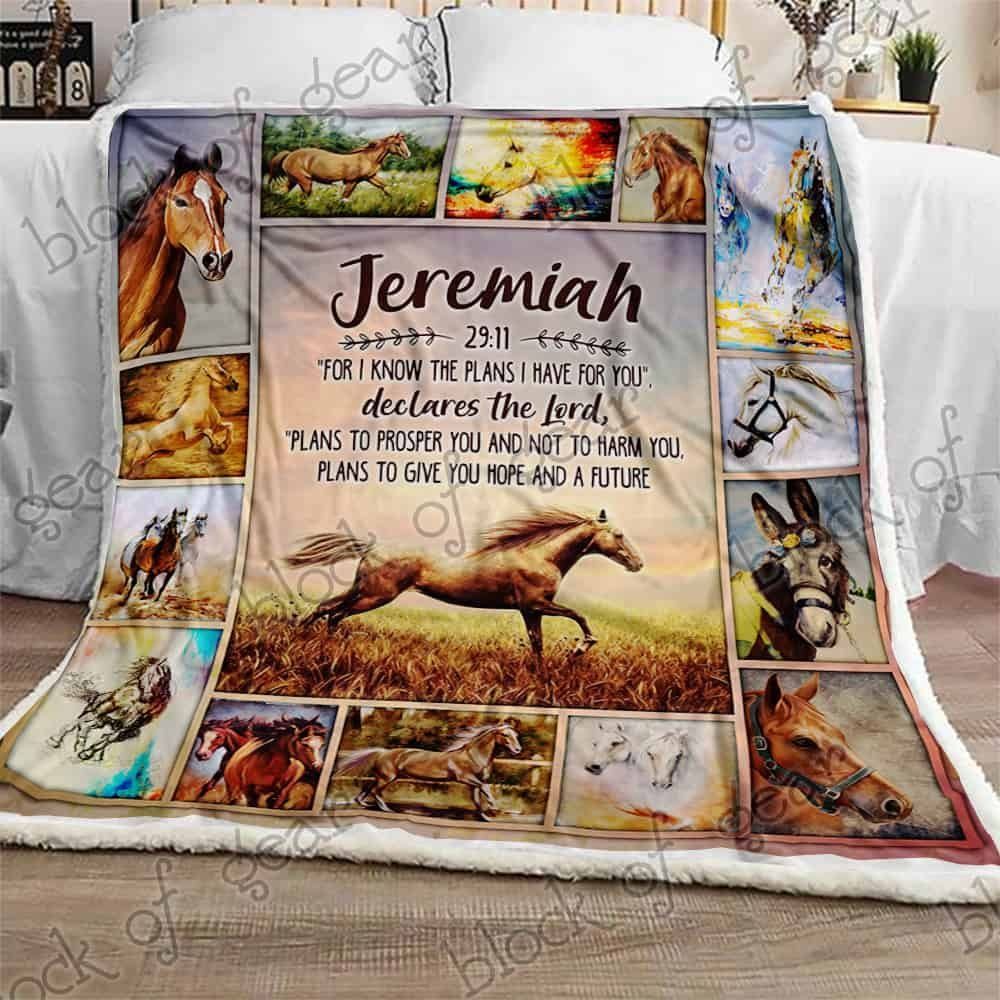 Jeremiah Horse Sherpa Fleece Blanket