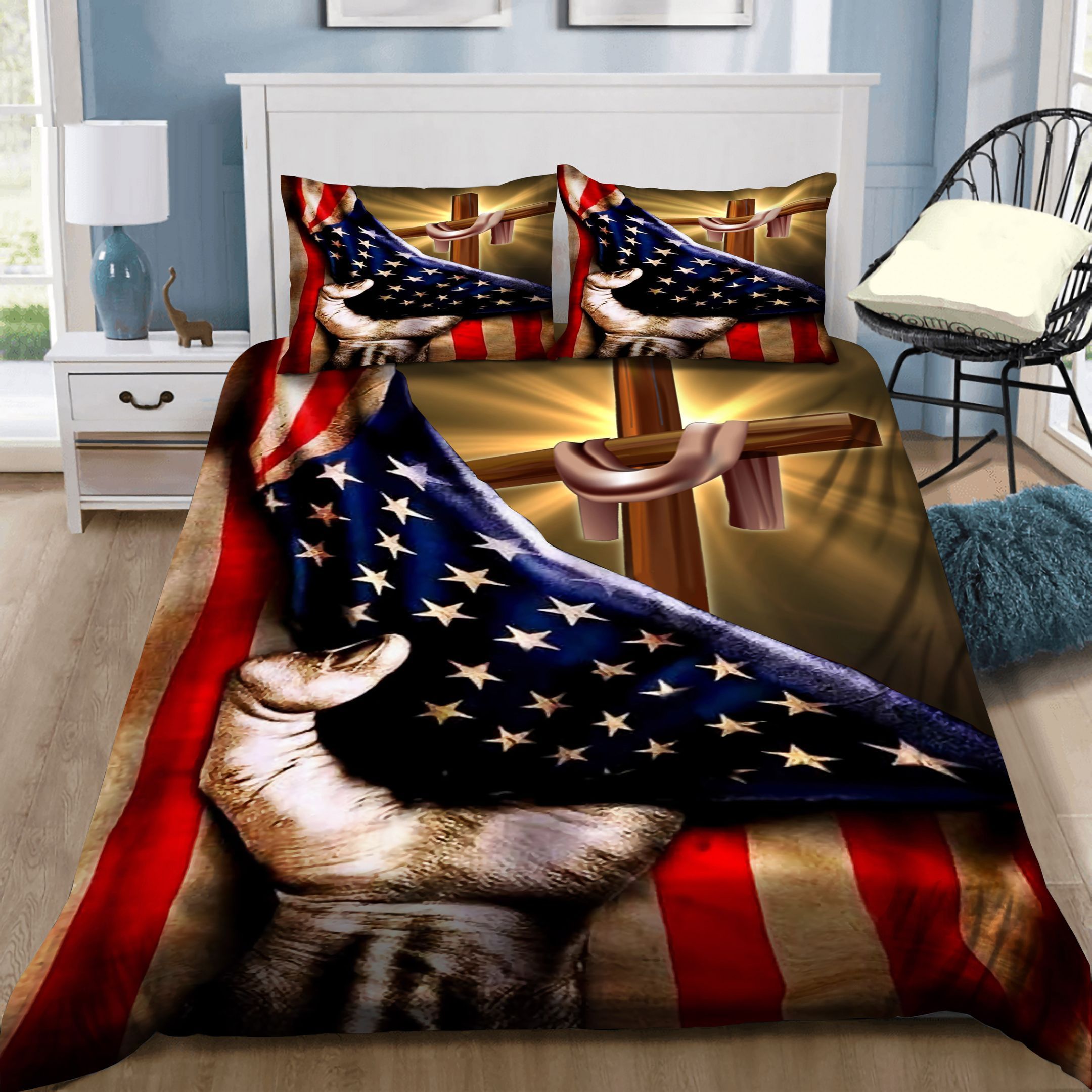 Jesus American Flag Bedding Set