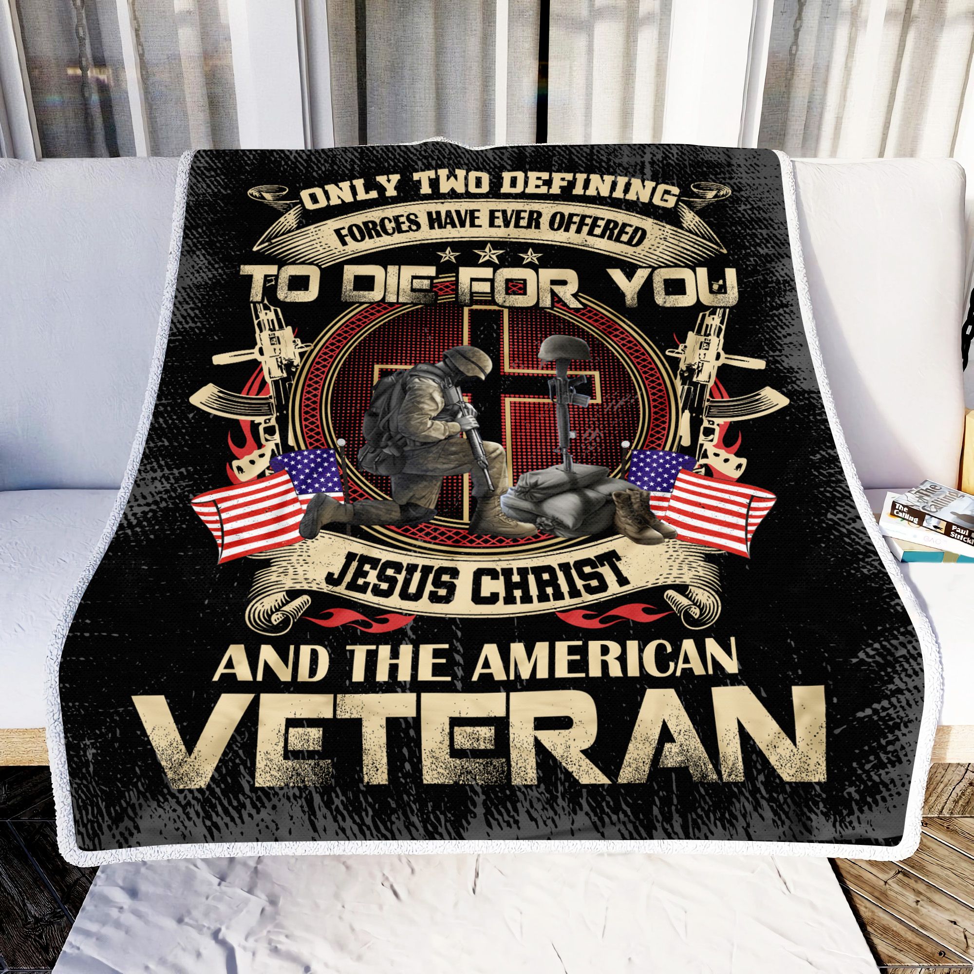 Jesus Christ And The American Veteran Fleece Blanket