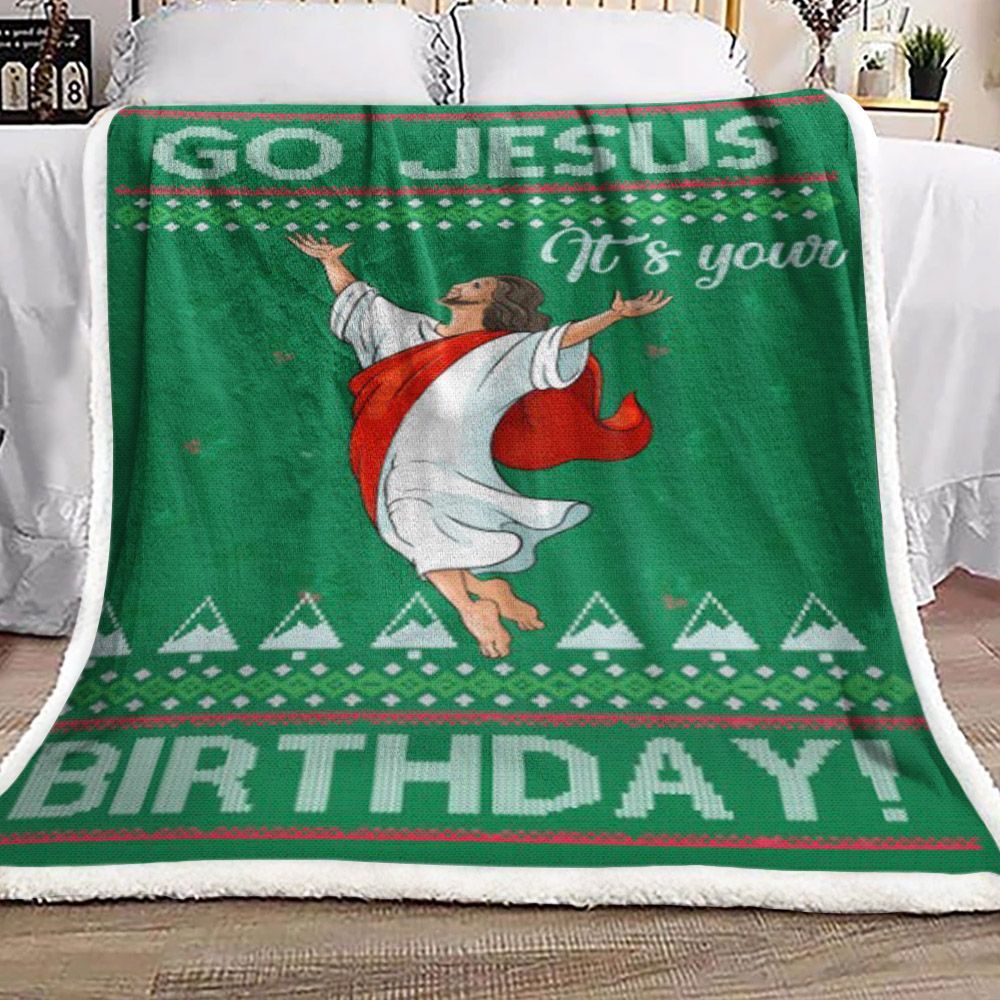 Jesus Christmas Sherpa Fleece Blanket