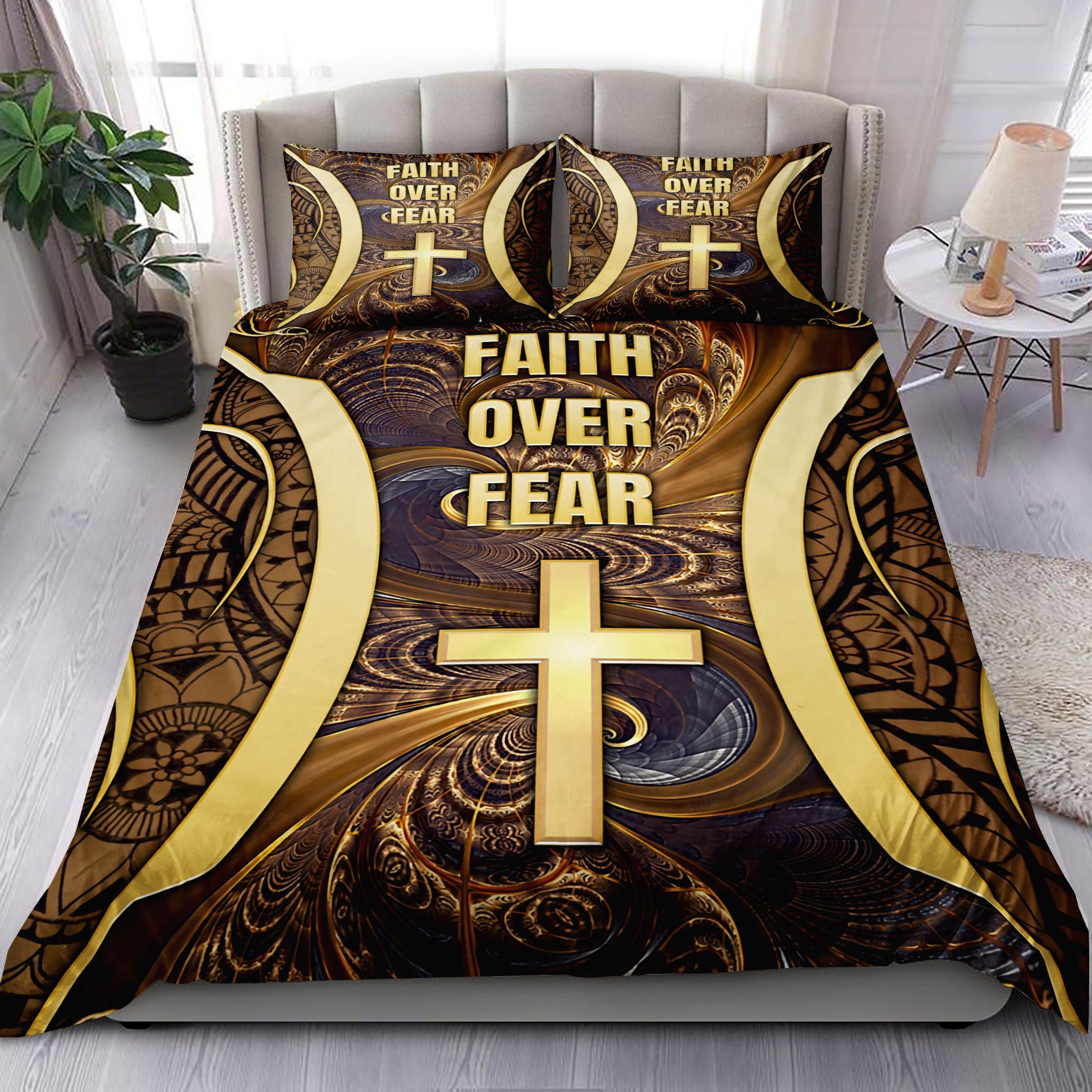 Jesus Faith Over Fear Bedding Set