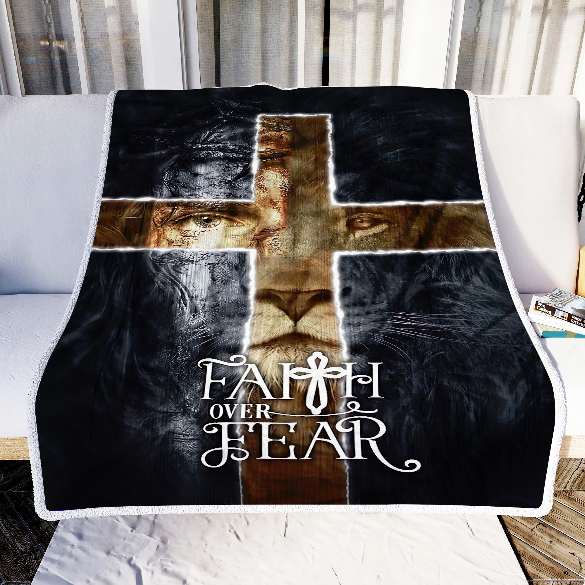 Jesus Faith Over Fear Fleece Blanket