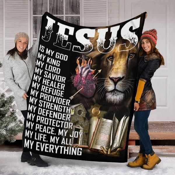 Jesus Is My God Sherpa Fleece Blanket