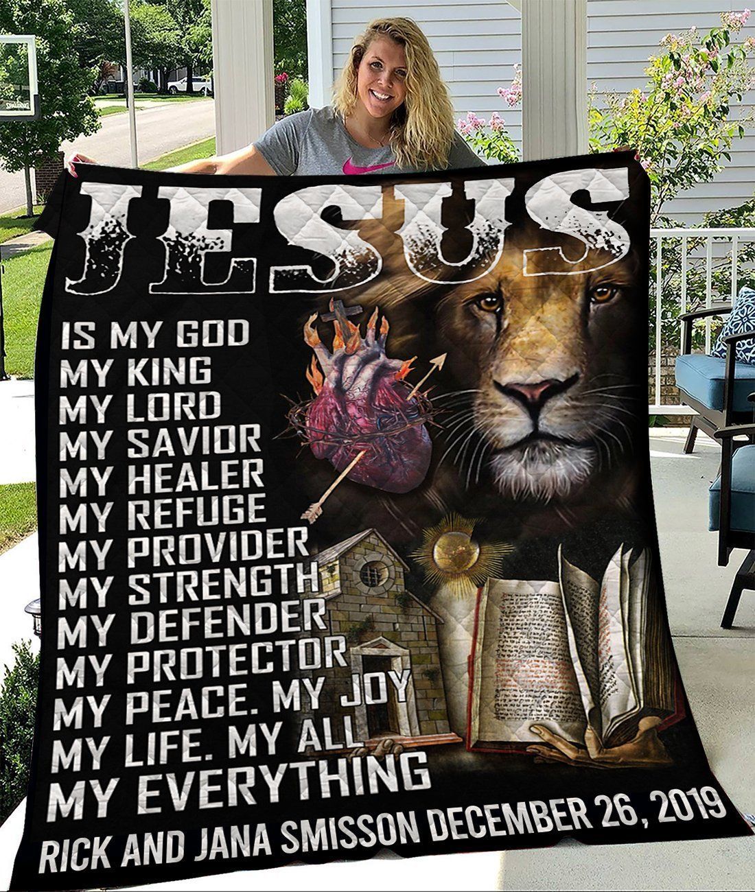 Jesus Is My God My King Quilt Blanket