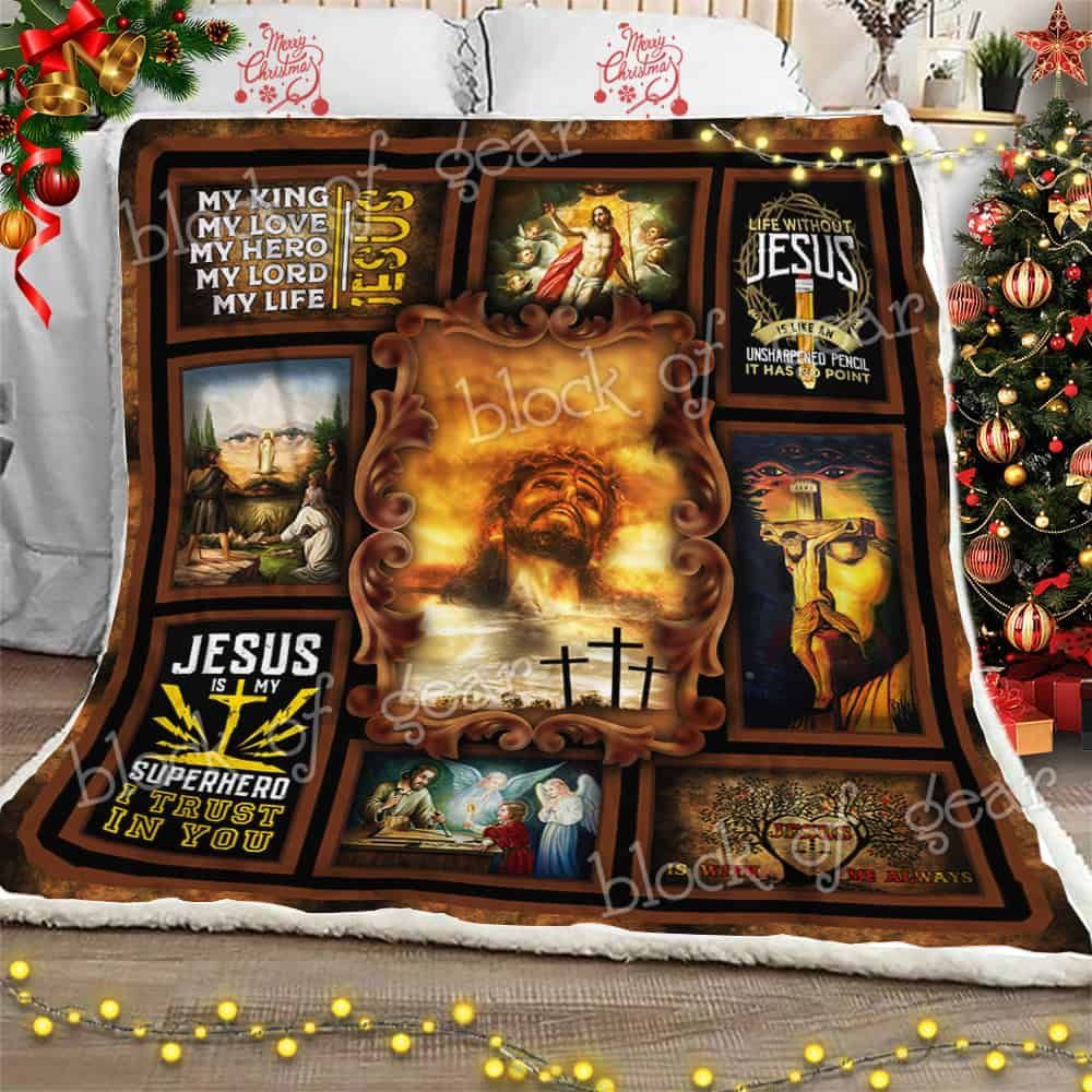 Jesus Is My Love My Hero Fleece Blanket