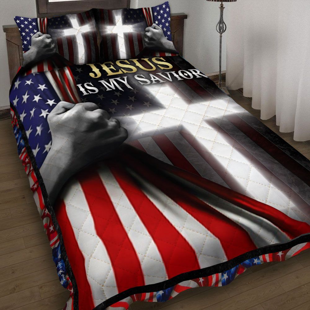 Jesus Is My Savior American Flag Bedding Set