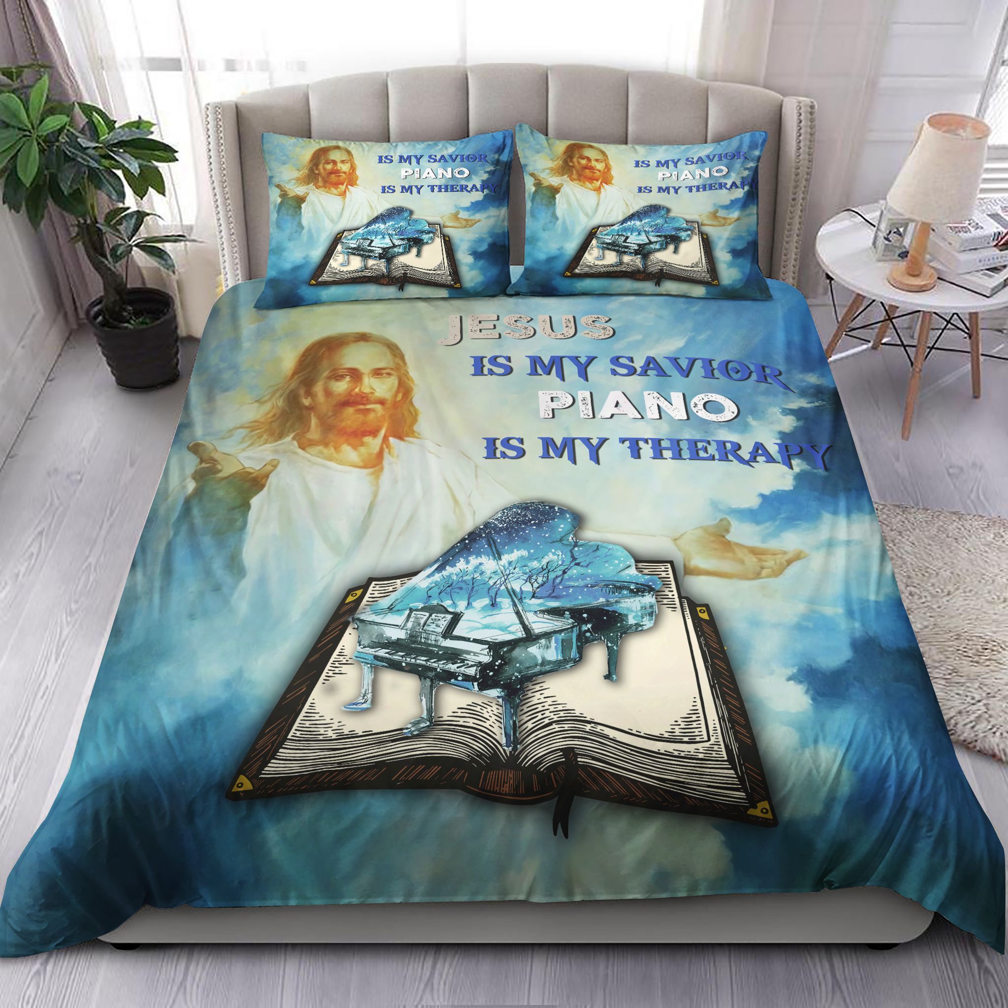 Jesus Is My Savior Piano Is My Therapy Bedding Set