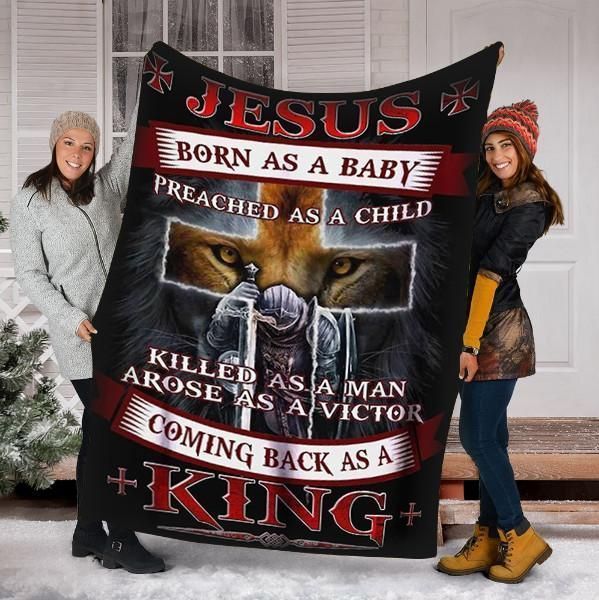 Jesus King Sherpa Fleece Blanket