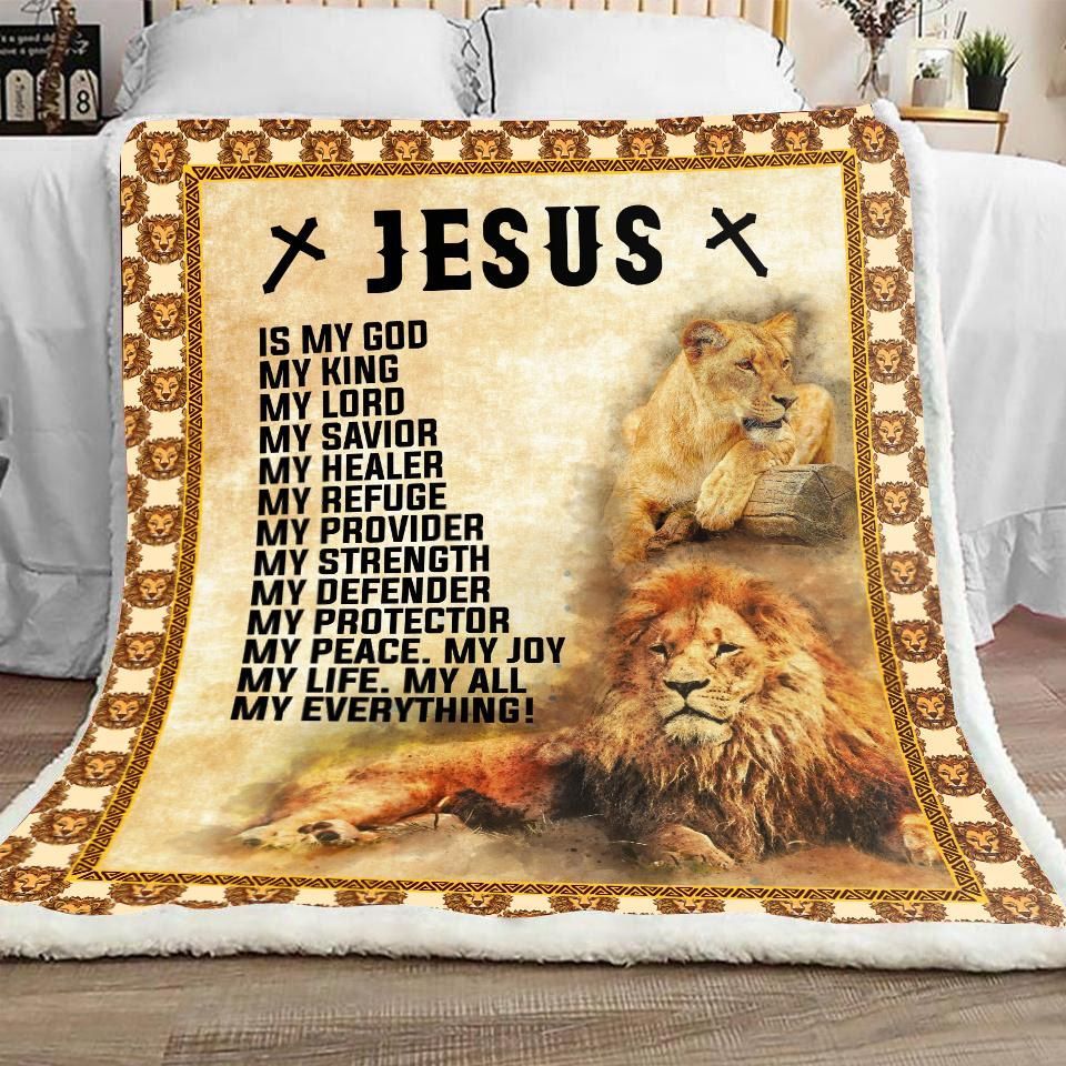 Jesus Lion Sherpa Fleece Blanket