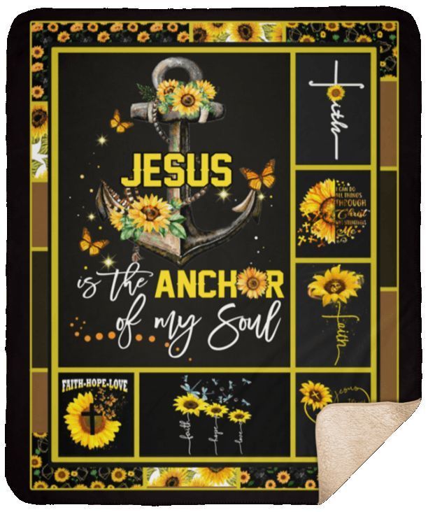 Jesus Sunflower Sherpa Fleece Blanket