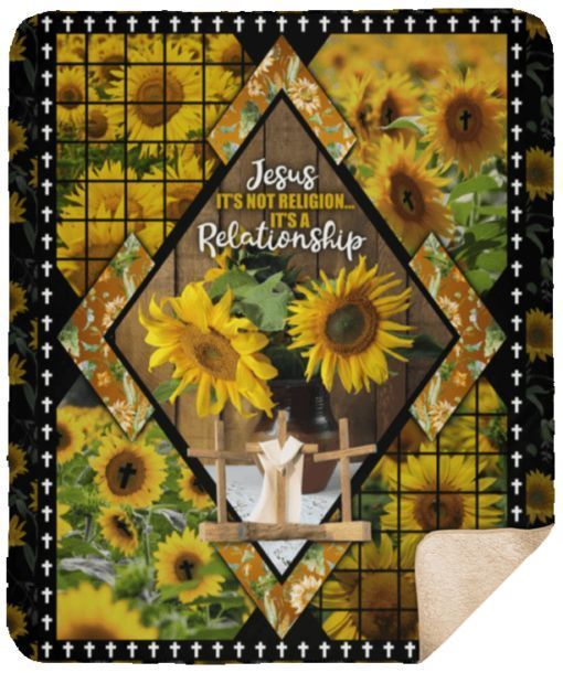 Jesus Sunflower Sherpa Fleece Blanket