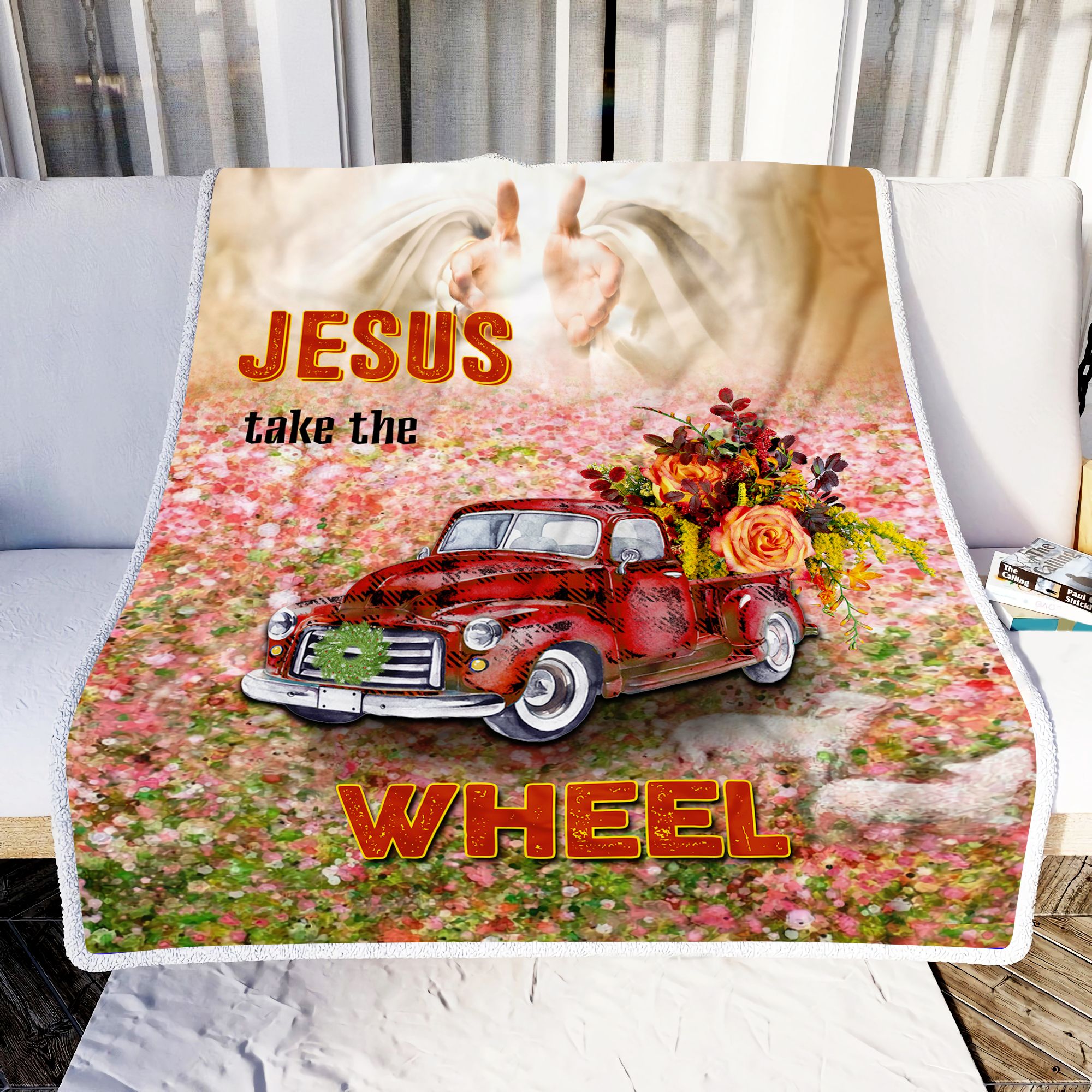 Jesus Take The Wheel Fleece Blanket