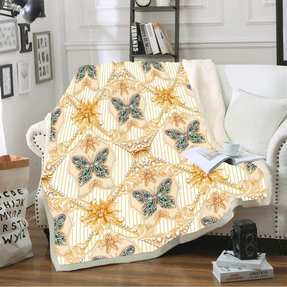 Jewel Butterfly Sherpa Fleece Blanket