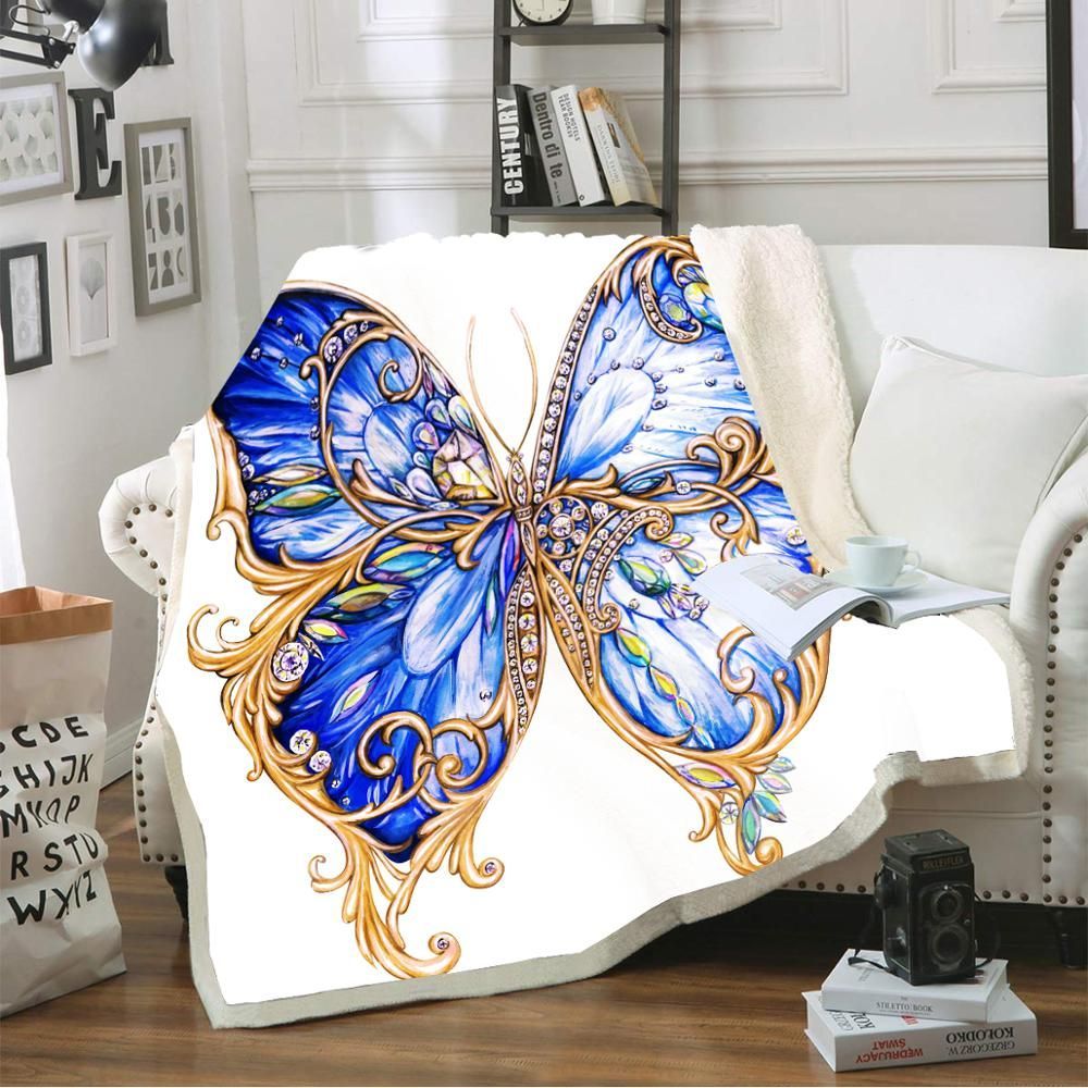 Jewel Butterfly Sherpa Fleece Blanket