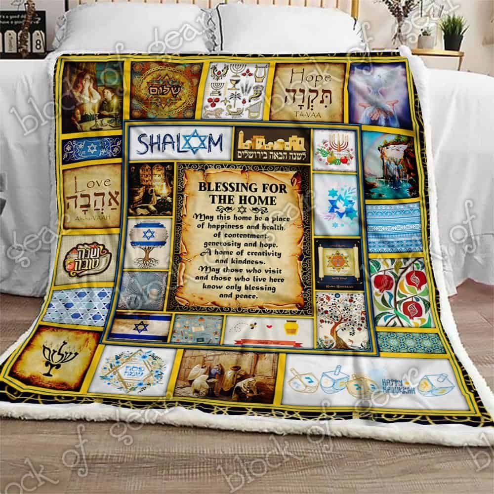 Jewish House Blessing Fleece Blanket