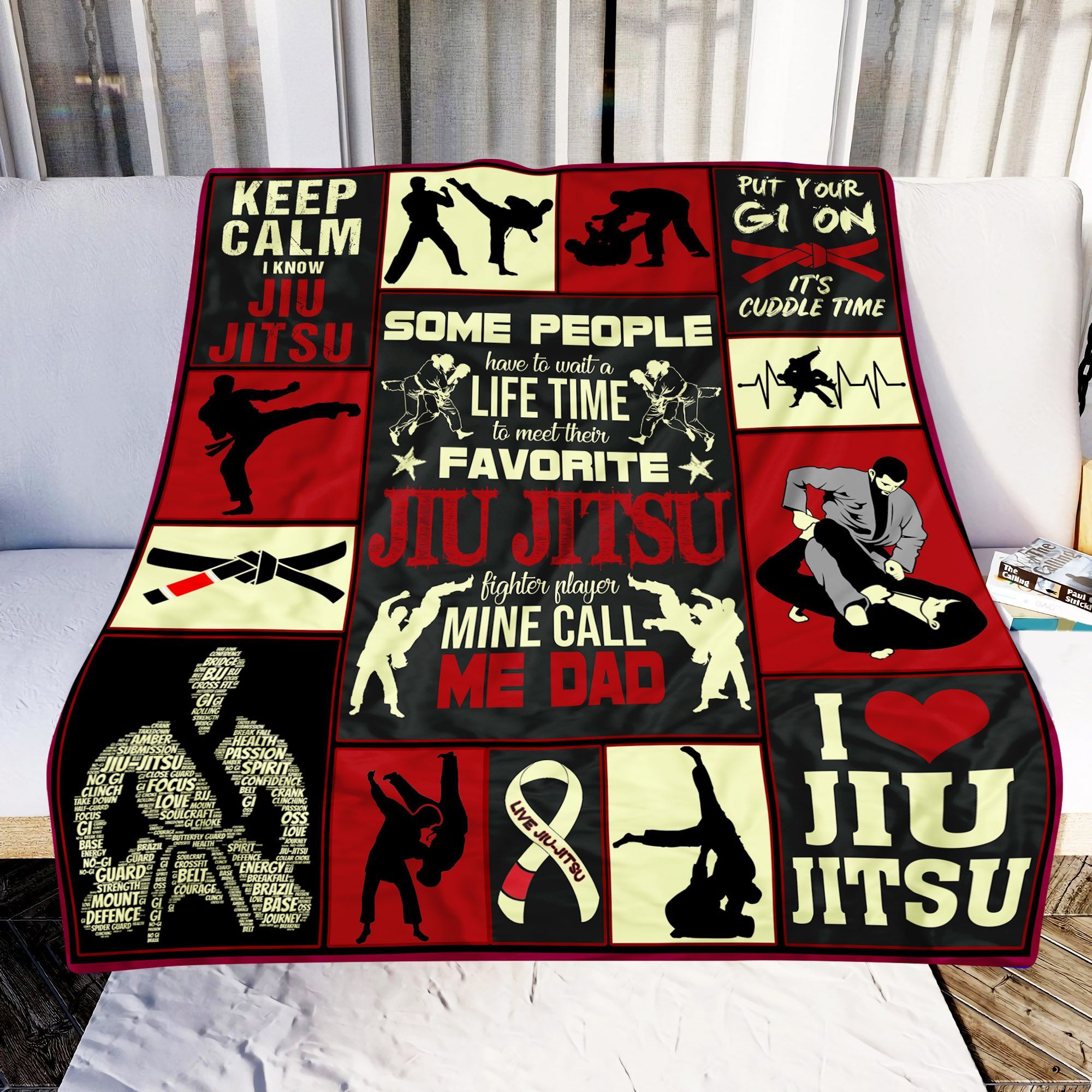 Jiu-Jitsu Dad Keep Calm I Know Jiu Jitsu Sherpa Fleece Blanket