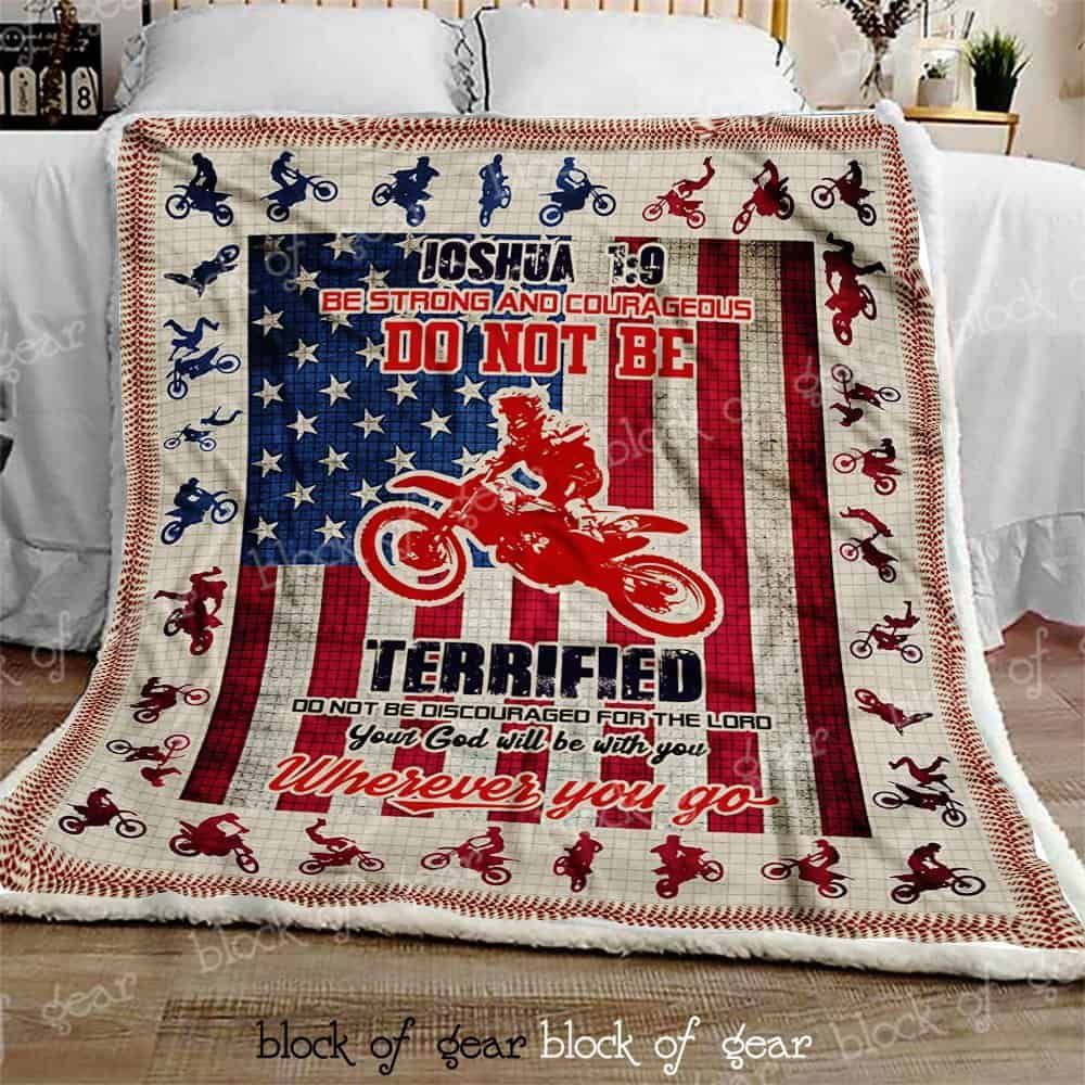 Joshua 1:9 Motocross Fleece Blanket
