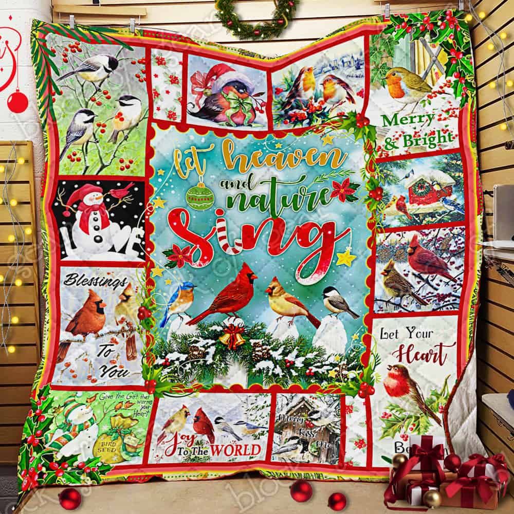 Joy To The World Christmas Birds CL22100303MDQ Quilt Blanket