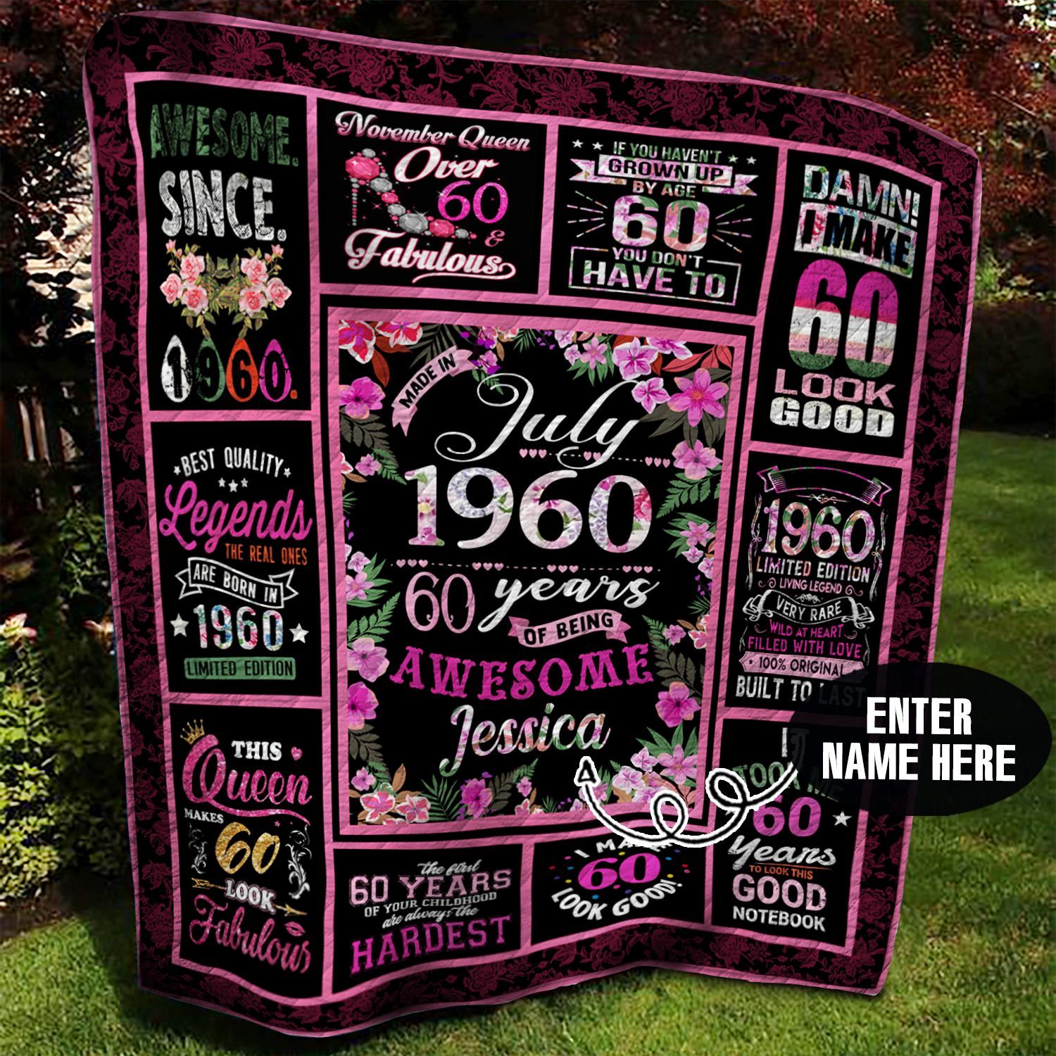 July 1960 Personalized Quilt Blanket BBB010624MH