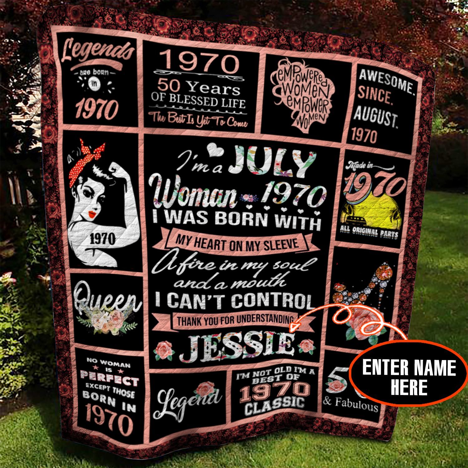 July 1970 Personalized Quilt Blanket BBB010608NB