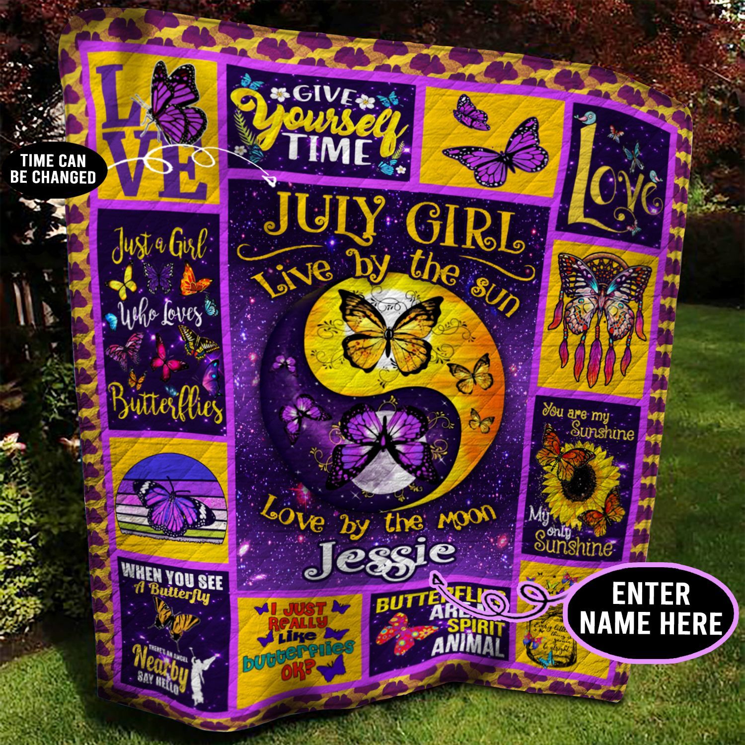 July Butterfly Personalized Quilt Blanket BBB100606NB